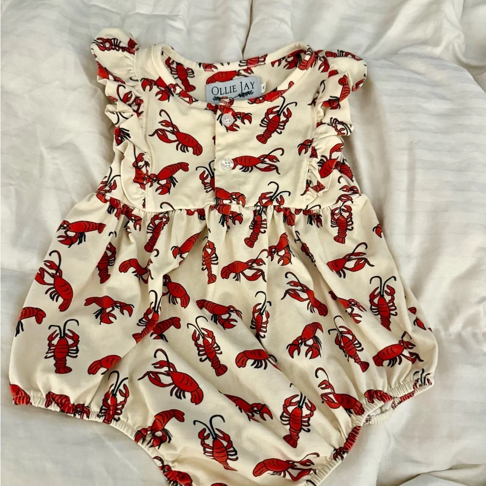Ollie Jay Red Lobster Print Kids One Piece - Picture 4 of 5